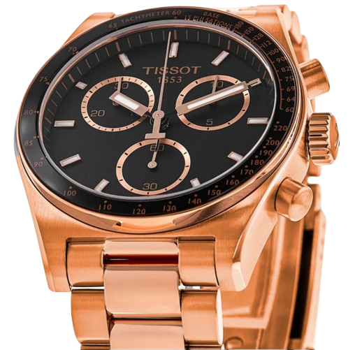 Tissot PR516 Rose Gold Black Dial Men's Chronograph Watch- T149.417.33.051.00